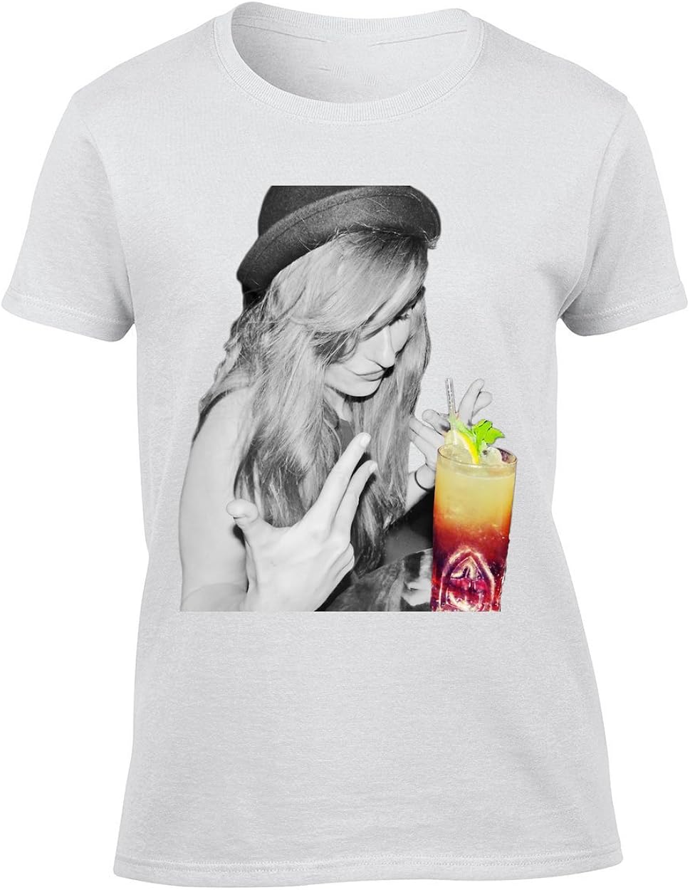 Girl With Cocktail Damen TShirt Amazon.de Bekleidung