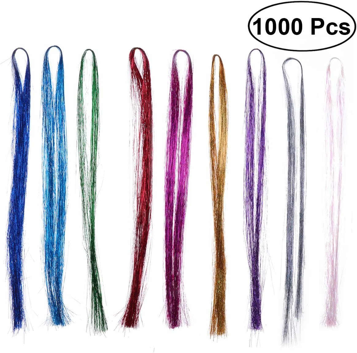 FRCOLOR Frocolor 1000 Pieces Hair Tinsel Sparkle Holographic Glitter Extensions Highlights Wig Favors (Assorted Colour)