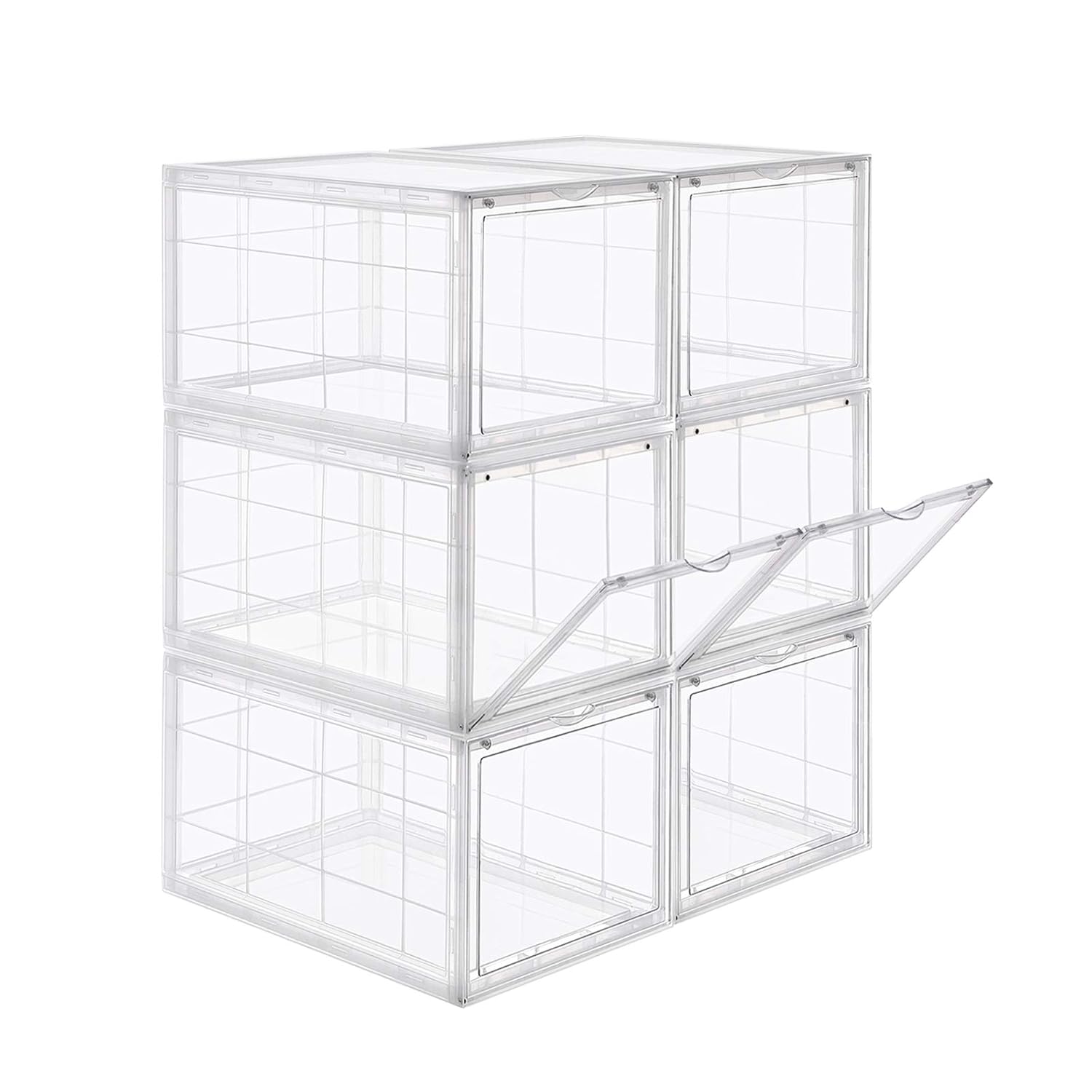 SONGMICS Cajas de Zapatos Apilables, Plástica, Rígida, Ahorro de
