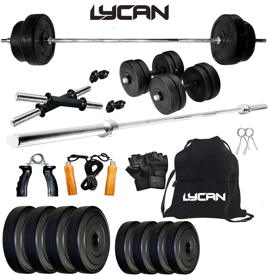 Lycan 8Kg Home Gym Kit with Rods, Dumbbells and Accessories