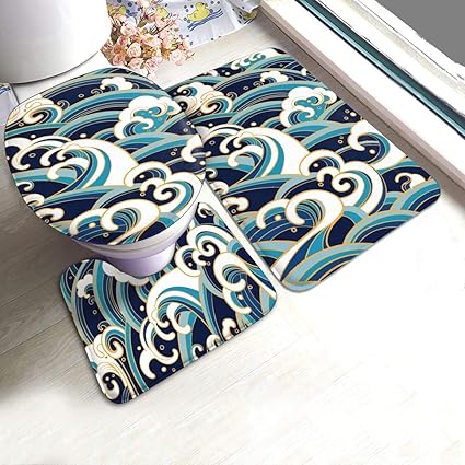 Phoenixsa Native Japanese Bad Teppichmatten Set 3 Stück Anti-Rutsch