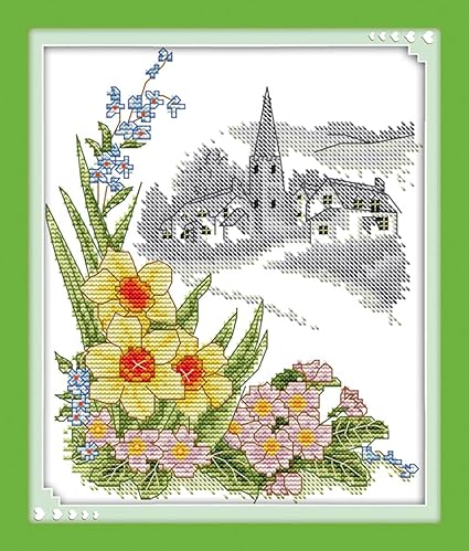 Amazon Co Jp Lovethefamily クロスステッチジャスミン 27 34cm Diy十字刺繍 手作り刺繍キット 正確な図柄印刷クロスステッチ 家庭刺繍装飾品 11ct インチ当たり11個の小さな格子 刺しゅうキット フレームがない ホーム オフィス装飾 手芸 手工芸 キット 芸術 工芸 Diy