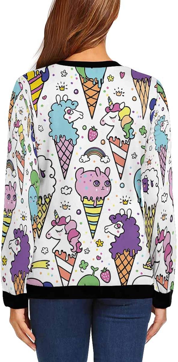 INTERESTPRINT Womens Casual Pullover Tops Cute Flying Pigs Crew Neck Sweatshirt