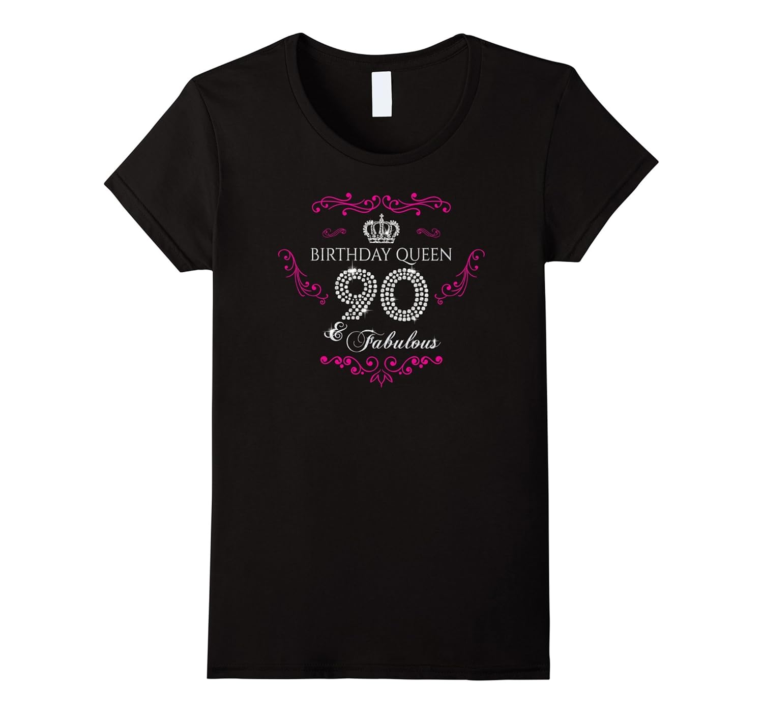 Womens 90th Birthday and Fabulous Shirts, Birthday Queen T-Shirt-Rose