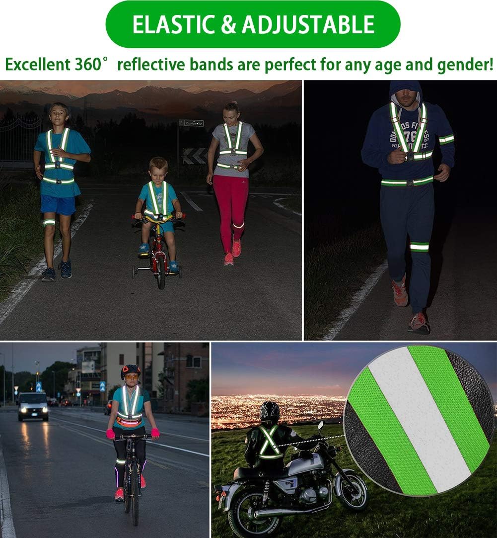 Reflective Vest, Reflective Glow Belt with 2Pack Reflector Armbands, Adjustable Elastic Safety Vest Outdoor Reflective Belt High Visibility, Ultralight & Comfy for Running, Jogging, Walking, Cycling, : Sports & Outdoors
