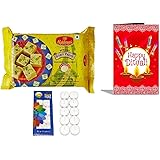 KIDSOR Diwali Combo with Haldiram Special Soan Papdi, 250 g and 10 Tea Light Candles with Greeting Card