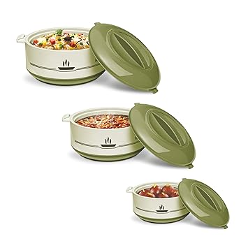 Milton Buffet Insulated Steel Casseroles, Junior Gift Set, 3 Pieces, Green