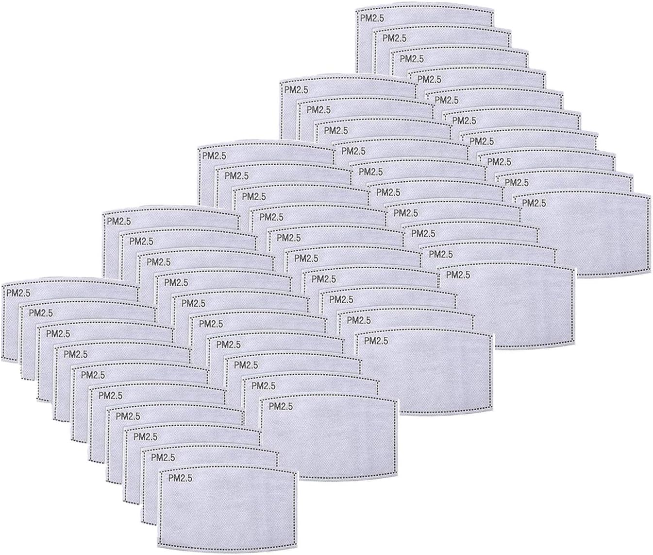Tentoku 50pc PM2.5 Activated Carbon Filter, 5 Layers Replaceable Anti Haze Filters, Protective Mouth Filter for Outdoor(50pc)