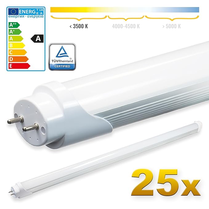 LEDVero 25x SMD LED Röhre 90 cm mit TÜV-Zertifizierung in warmweiß - Leuchtstoffröhre T8 G13 Tube milchige Abdeckung - 14W, 1