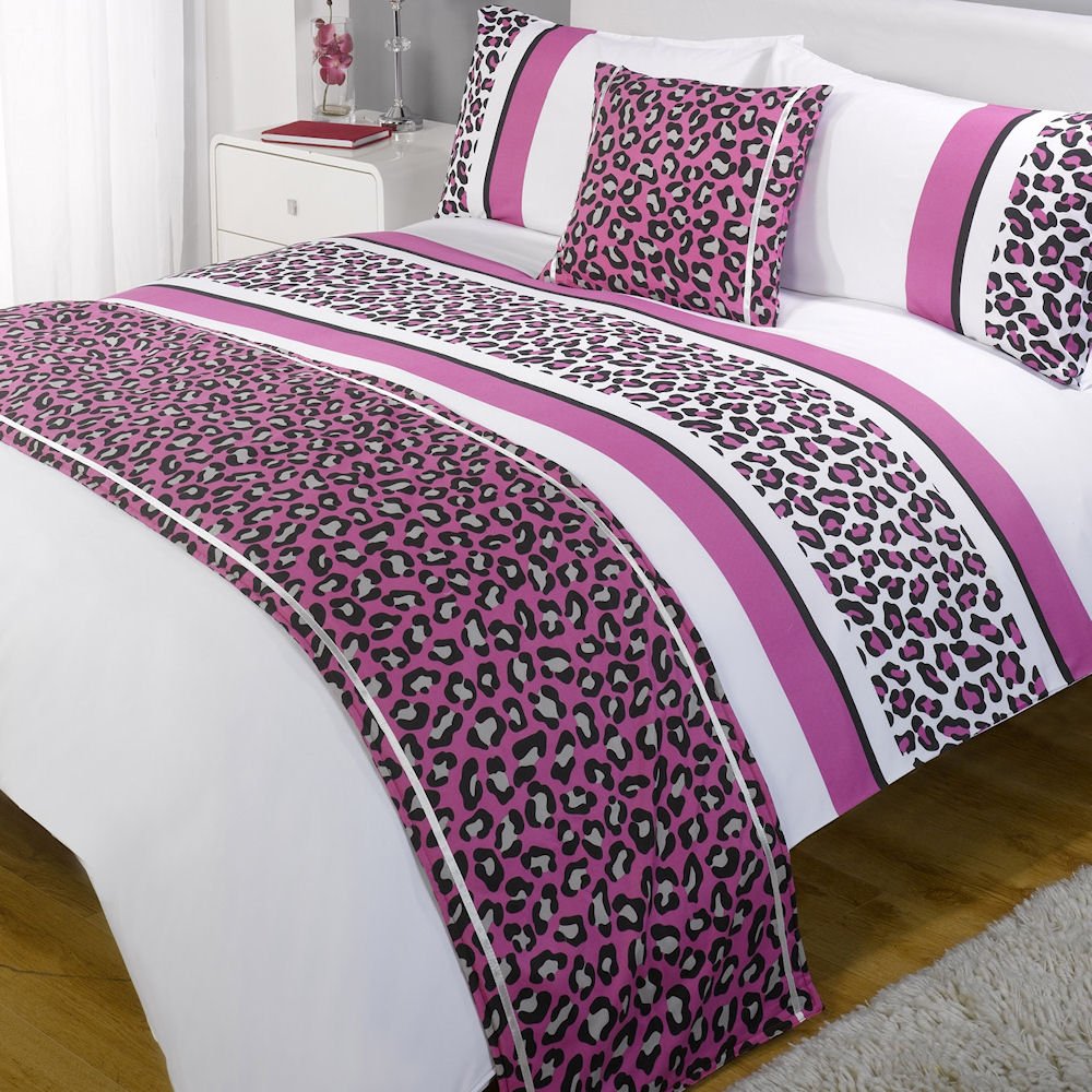 Leopard Pink white Bed polka dots