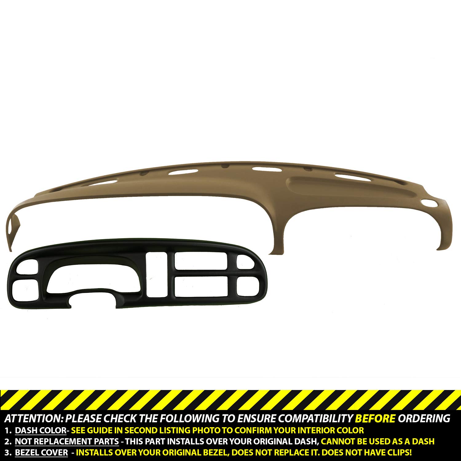 DashSkin Molded Dash & Bezel Cover Kit Compatible with 99-01 Dodge Ram in Camel Tan