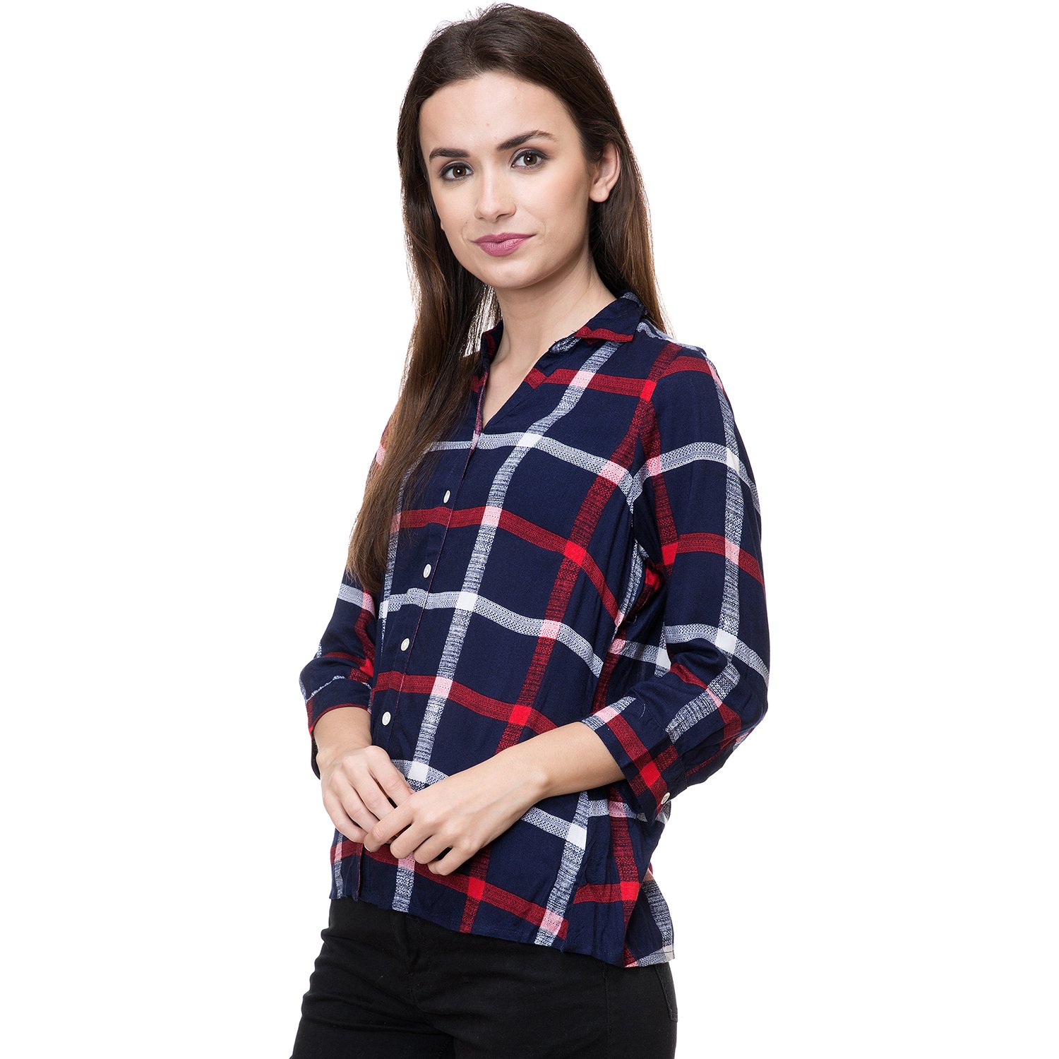 deewa navy & rani white rayon casual shirts for women (dws350pibl_xl)