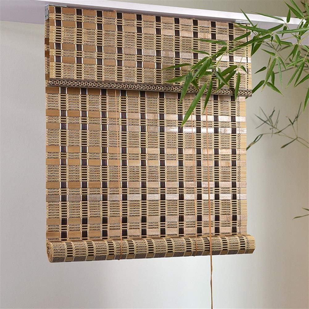 LJA Outdoor Blackout Bamboo Roll Up Blinds Front Door/Patio Roll Up Blinds Light Filtering Blackout (Size : W 90*H 160cm)