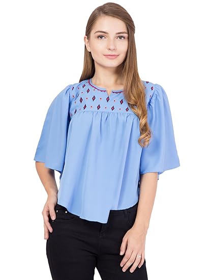 blue batwing top