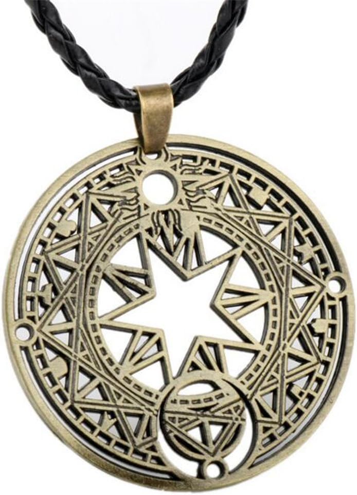 Ziper Sakura Round Magic Square Design Hollow Necklace Pendant