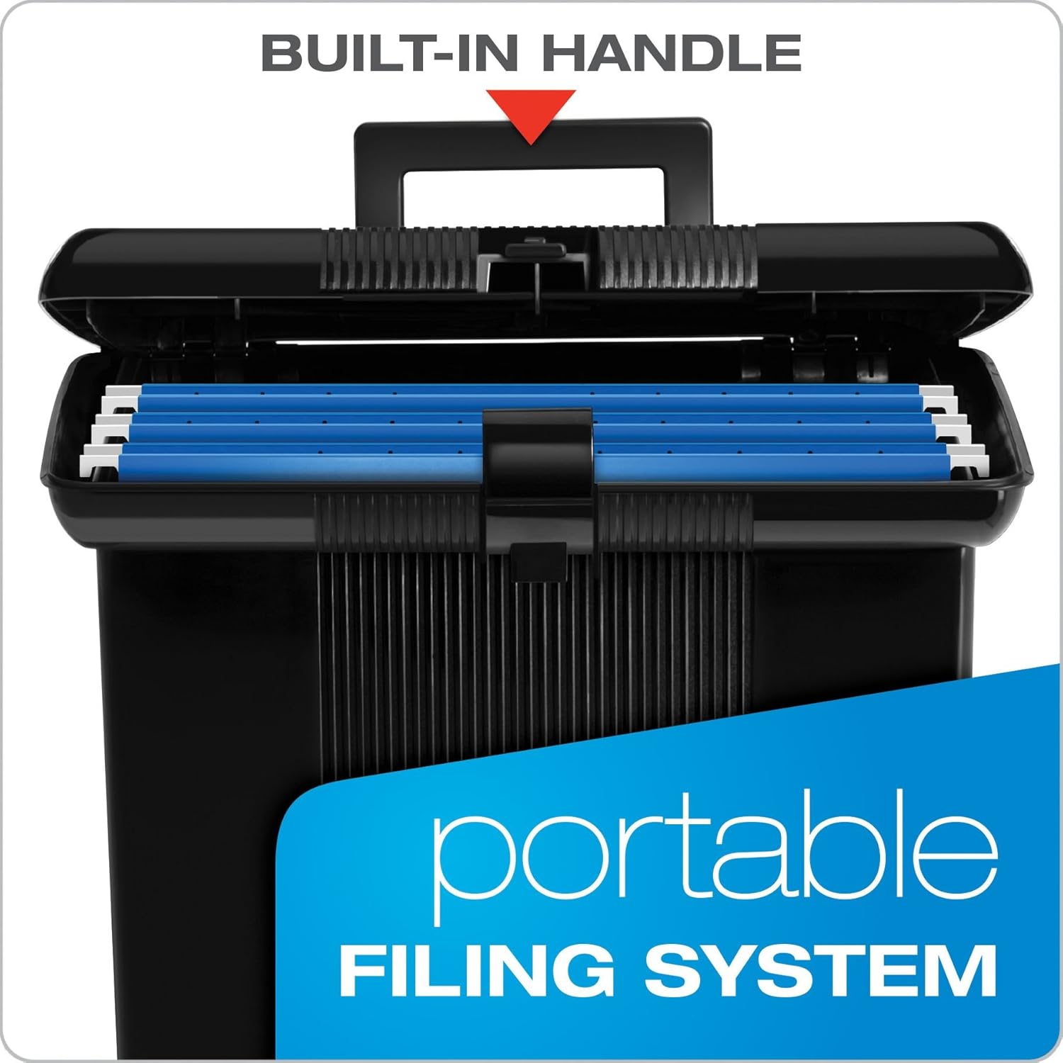 Pendaflex Portable File Box, Black, 11" H x 14" W x 6-1/2" D (41732) : Office Waste Bins : Office Products