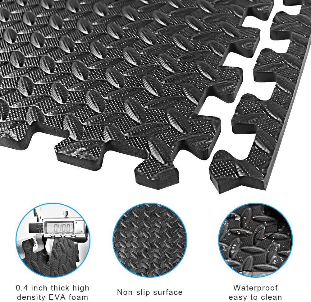 StillCool Puzzle Exercise Floor Mat, EVA Interlocking Foam Tiles Exercise Equipment Mat with Border - for Gyms, Yoga, Outdoor Workouts, Kids (E. 20 Square Feet (20 Tiles) - Black) : Sports & Outdoors
