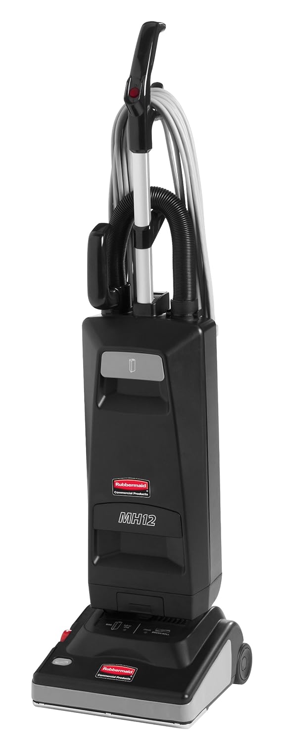 Rubbermaid Commercial Executive Series Manual Height Adjustment Upright Vacuum Cleaner, 12-Inch, Black (1868440)