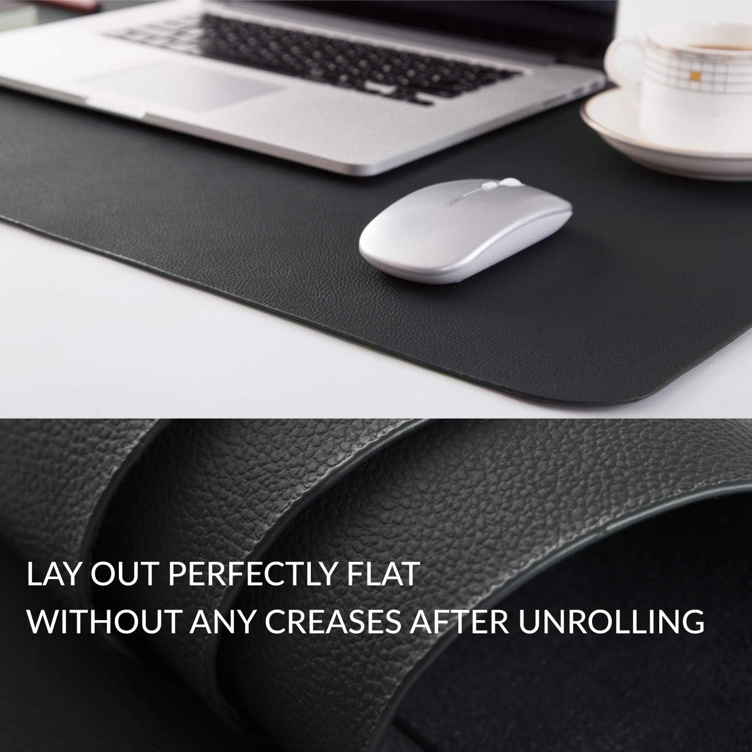 Bedsure Genuine Leather Desk Pad, Office Desk Mat Blotter on top of desks, Large Computer Desk Mat, Waterproof Non Slip Desk Pad Protector for Office and Home (Black, 17x35 inches) : Office Products