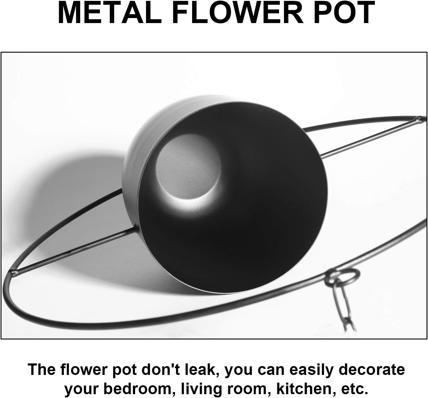 Metal Round Plant Hanger with Flower Pot (Upgraded), Ceiling and Wall Hanging Planter, Modern Hanging Plant, Mid Century Flower Pot Plant Holder for Indoor Outdoor Home Decor (Plants Not Included): Kitchen & Dining