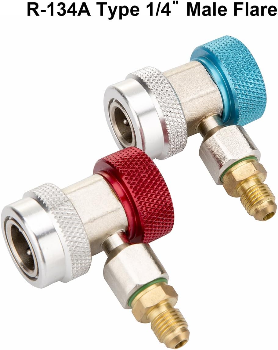 Adjustable AC R134A Quick Coupler Connector Adapter Fittings High Low ...