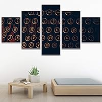 SIGNWIN 5 Panel Canvas Wall Art Modern Art Abstract Brushstroke Closeup Digital Art Minimalism Minimalist Multicolor Pastel for Home Decorations Ready to Hang - 60