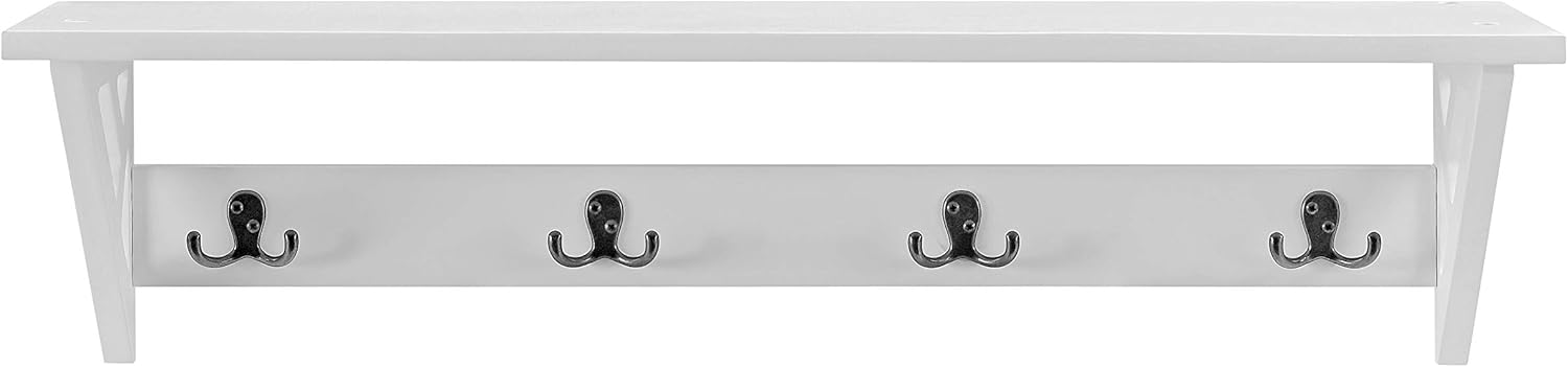 Alaterre Furniture Coventry 36" Wood Coat Hook with Shelf in White