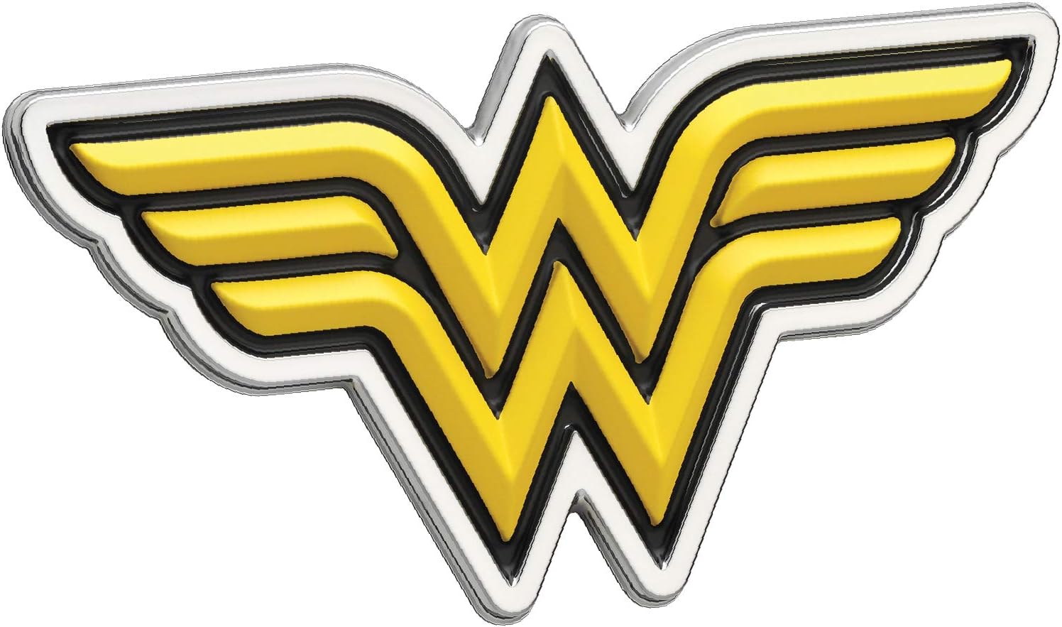 Fan Emblems Wonder Woman 3D Car Badge (Classic Logo - Yellow and Black), 2.3 x 4.3 x 0.2 inches