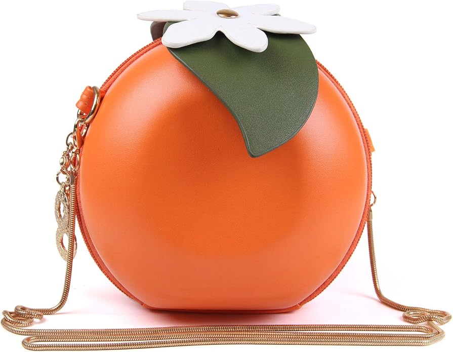 SUKUTU Fruit Orange Shaped Girl Purses PU Leather Crossbody Bag for