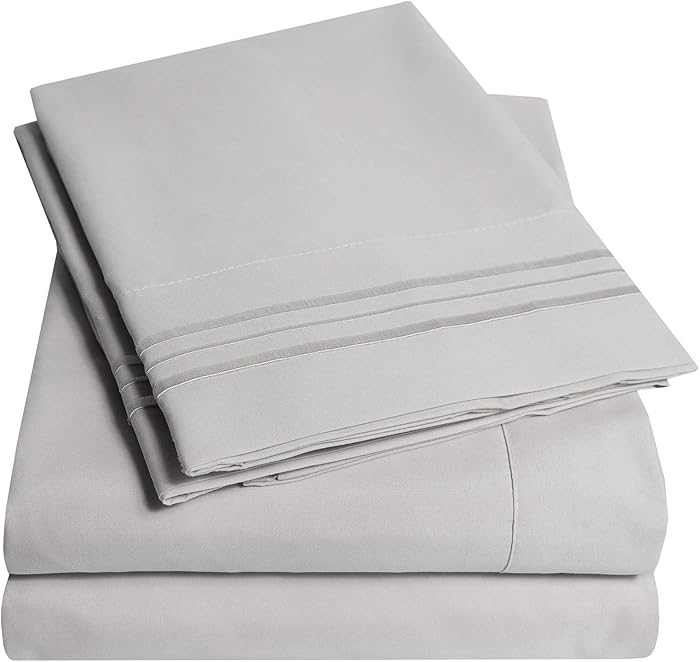1500 Supreme Collection Extra Soft Split King Sheets Set, Silver - Luxury Bed Sheets Set with Deep Pocket Wrinkle Free Hypoallergenic Bedding, Over 40 Colors, Split King Size, Silver