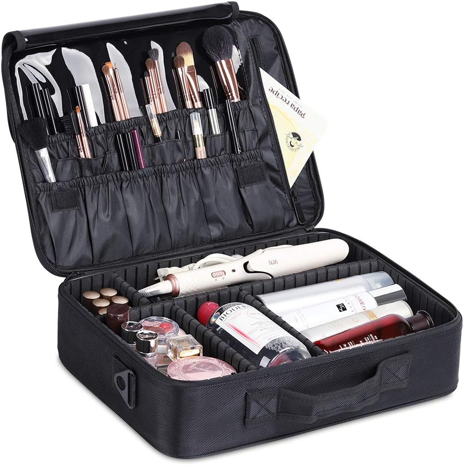 Cosmetic Travel Bag Waterproof Makeup Brush Toiletry Organiser for Men and Women Black L