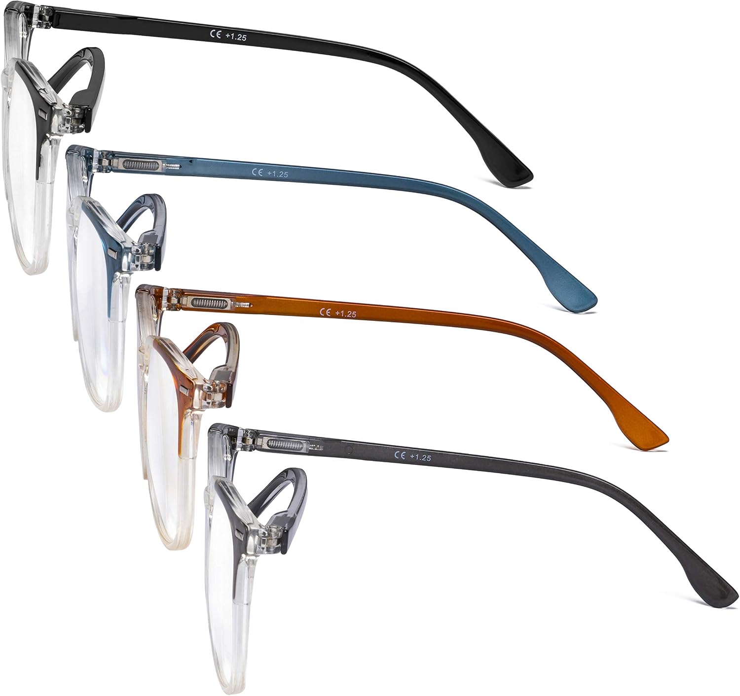 Eyekepper 4 Pack Ladies Reading Glasses Oversized Square Readers for Women Reading +0.75, 4 works Mix - Image 4