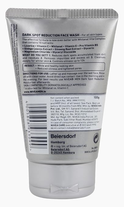 nivea men dark spot reduction face wash price