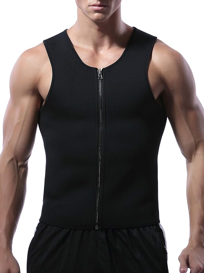 Men Sauna Vest Body Shaper Waist Trainer with Zipper Back