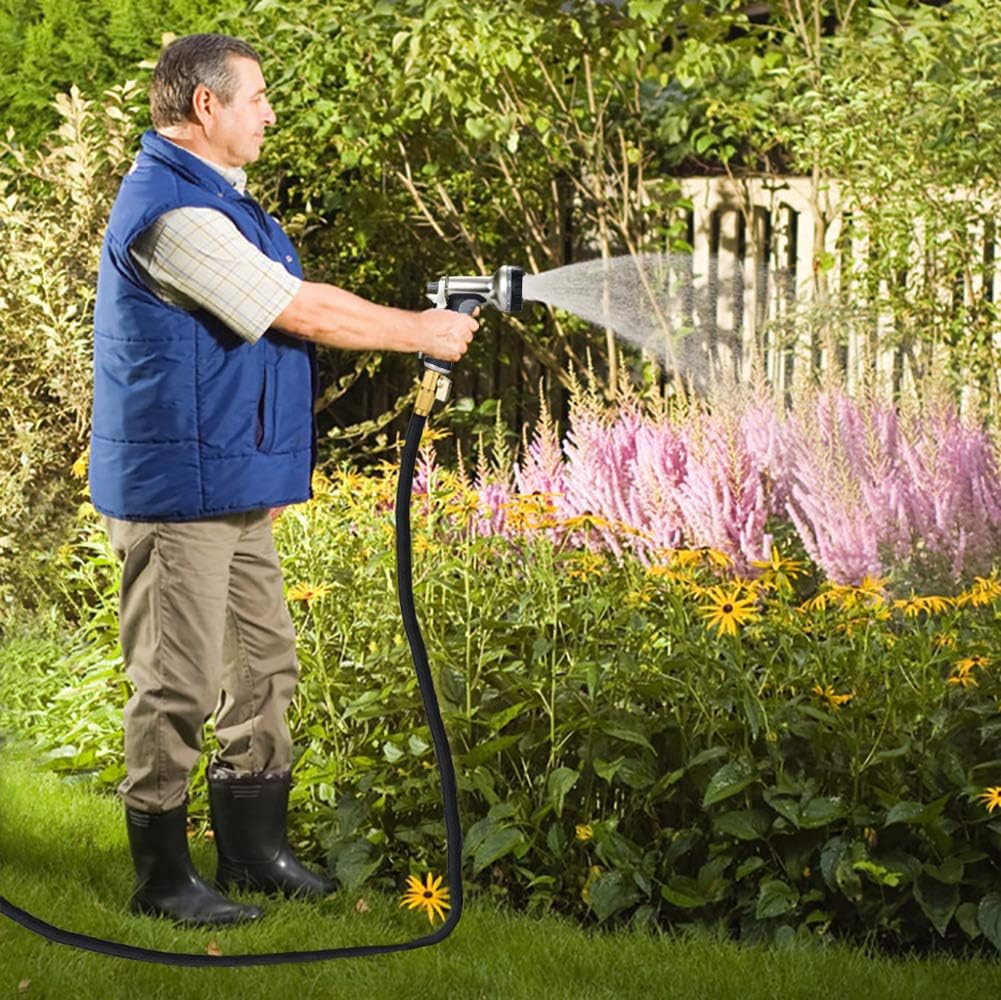 HmiL-U Garden Hose Nozzle, Metal Hose Spray Nozzle with 9 Patterns, High Pressure Water Hose Nozzle for Watering Plants Washing Cars Pets : Garden & Outdoor
