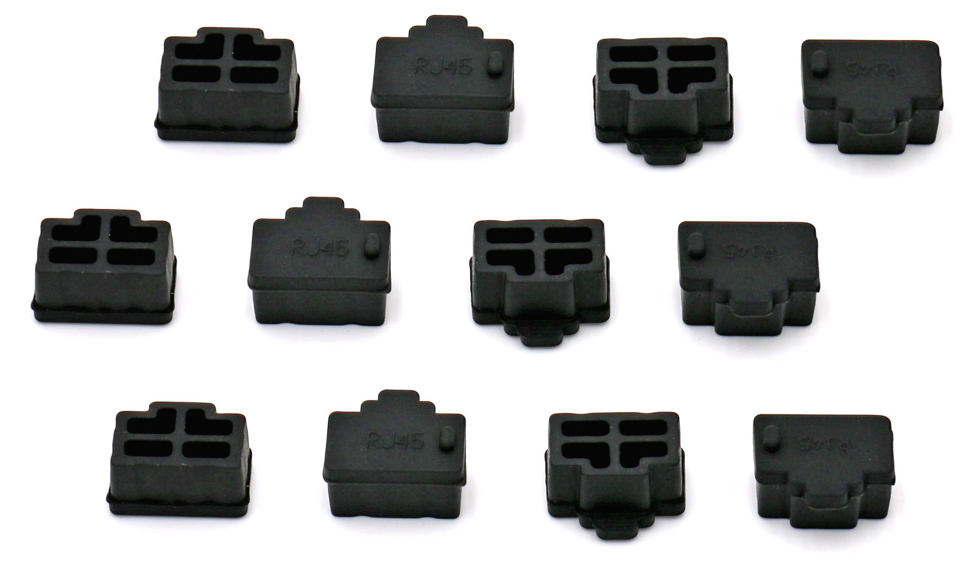 iExcell 12 Pcs Black Hub Port RJ45 Anti Dust Cover Cap