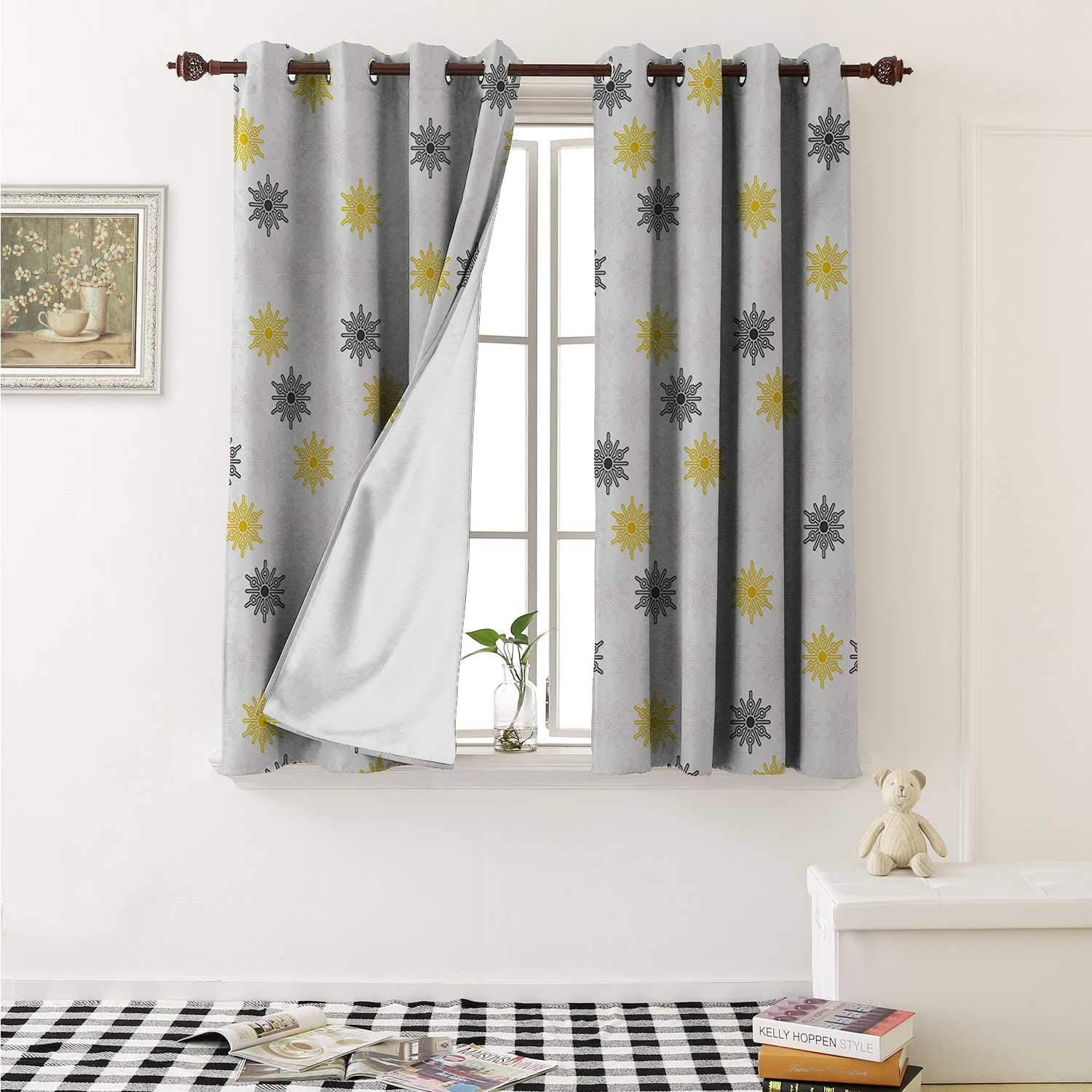 Amazon Com Grey And Yellow Decorative Curtains For Living Room