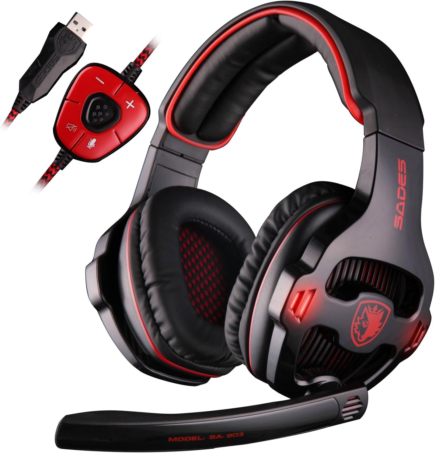 SADES SA903 7.1 Surround Pro USB PC Stereo Gaming Headset with High