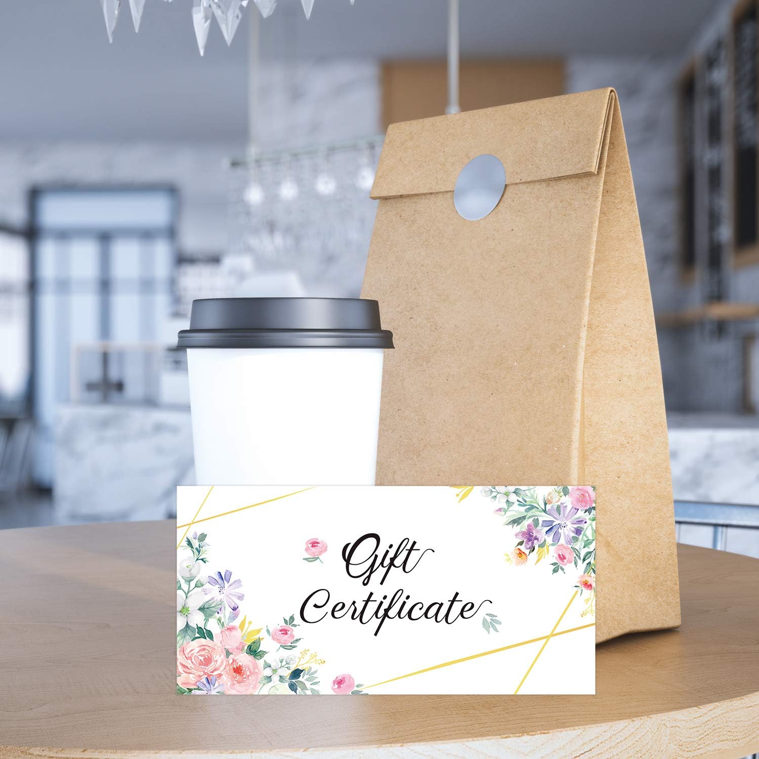 Outus 50 Pcs Blank Gift Certificate for Business Floral Certificate Card 3.5 x 7 Inch Double Sided Custom Voucher Card for Client Business Beauty Spa Salon Restaurant Wedding Bridal Birthday - Image 5