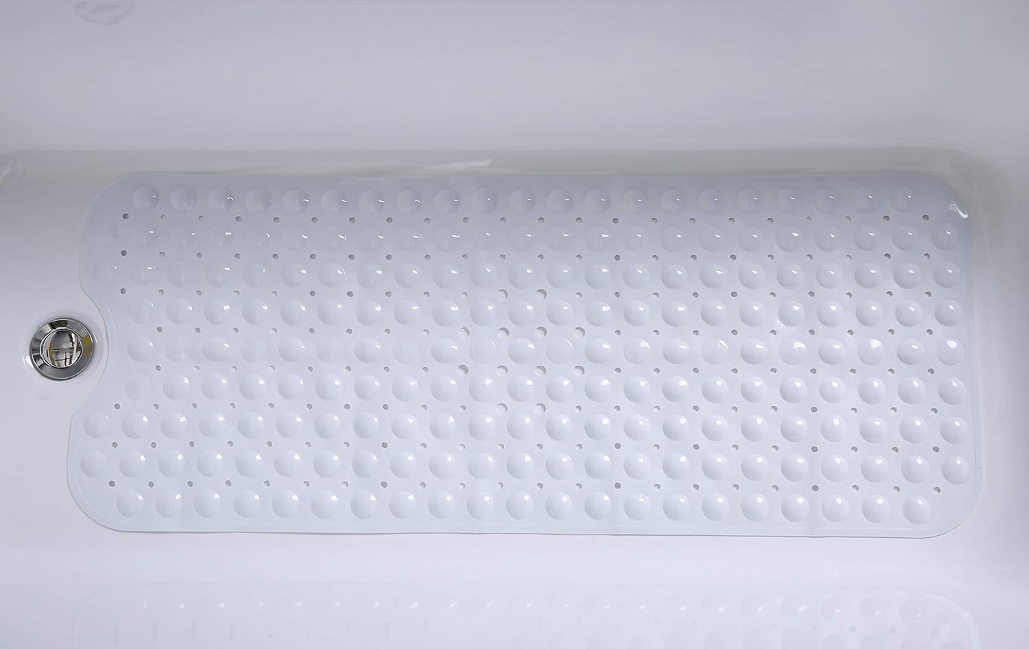 TIKE SMART Extra-Long Non-Slip Bathtub & Shower Mat 39”x16” (Smooth/Non-Textured Tubs Only) Safe,Clean,Anti-Bacterial,Machine-Washable,Superior Grip&Drainage, Vinyl, Opaque White: Home & Kitchen
