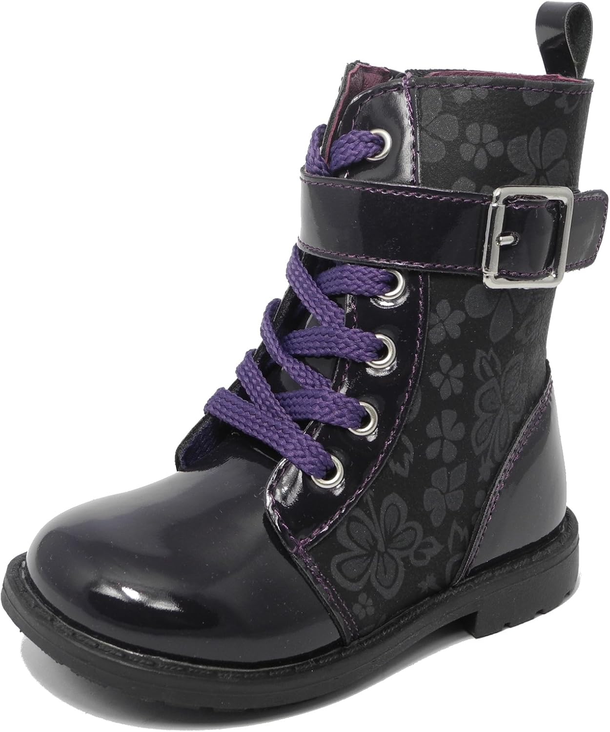 patent biker boots