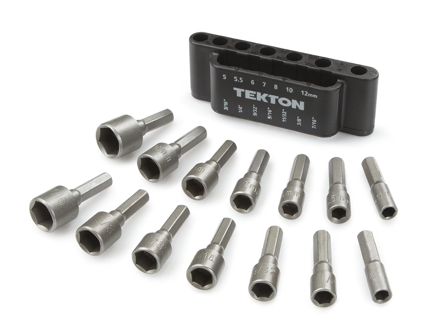 TEKTON 14pcs Nut Driver Bit Set Vanadium Steel 1/4"Hex Shank Fits