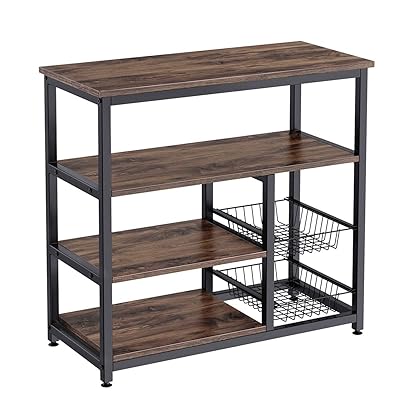 Homemaxs 4-Tier Microwave Storage Stand with 2 Slide-Out Baskets