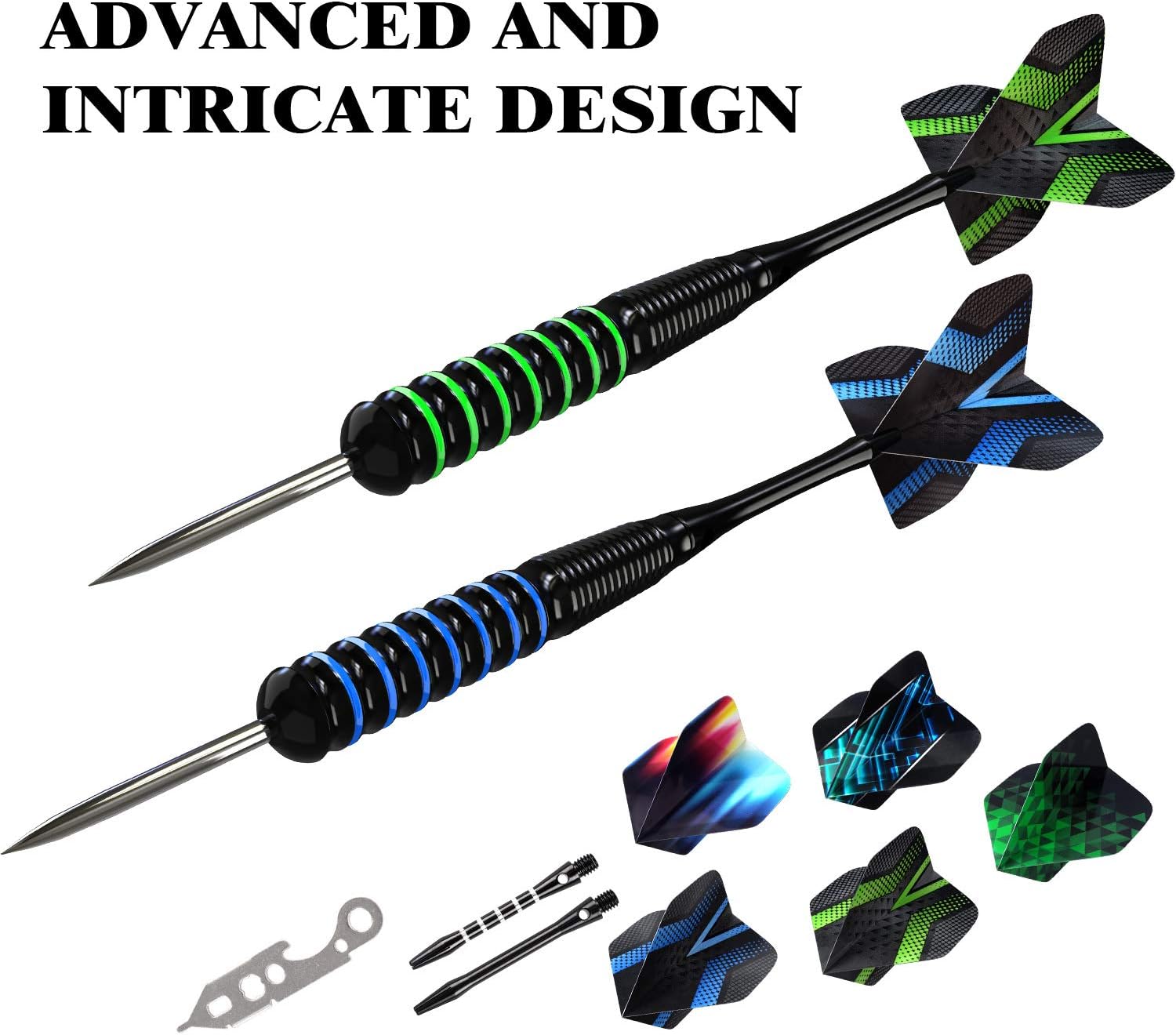 Darts Steel Tip Set Professional for Dartboard 4 Sets 54 Pcs 20 22 Grams with 9 Extra Flights Tool Kit O Rings Ebook : Sports & Outdoors