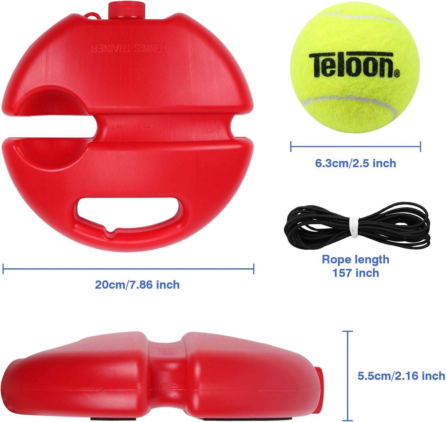 Teloon Solo Tennis Trainer Rebound Ball with String for Self Tennis Practice Training Tool for Adults or Kids Beginners with 2 String Balls Elastic and a Portable Mesh Bag : Sports & Outdoors