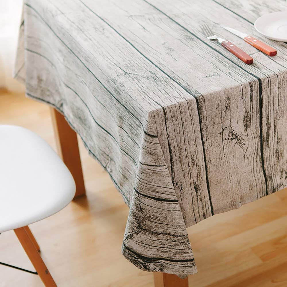 XUDOAI Rectangular Cotton Linen Tablecloth Vintage Imitation Wood Grain, Brand Tablecloth Kitchen, Dining table, Coffee, Decoration, Antifouling (100 * 140cm)