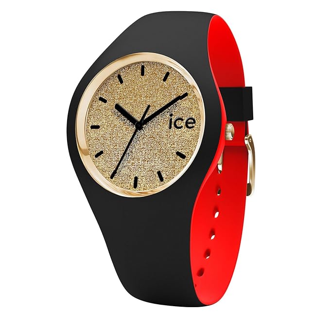 Ice-Watch - ICE loulou Gold Glitter - Schwarze Damenuhr mit Silikonarmband