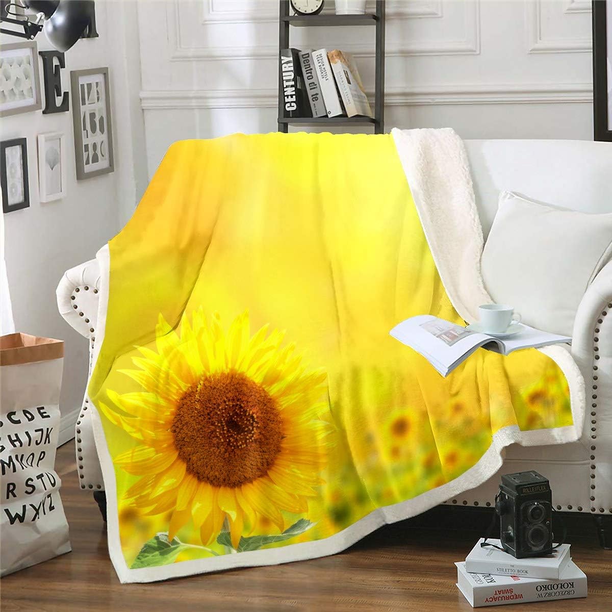 Feelyou Sunflower Throw Blanket Botanical Floral Print