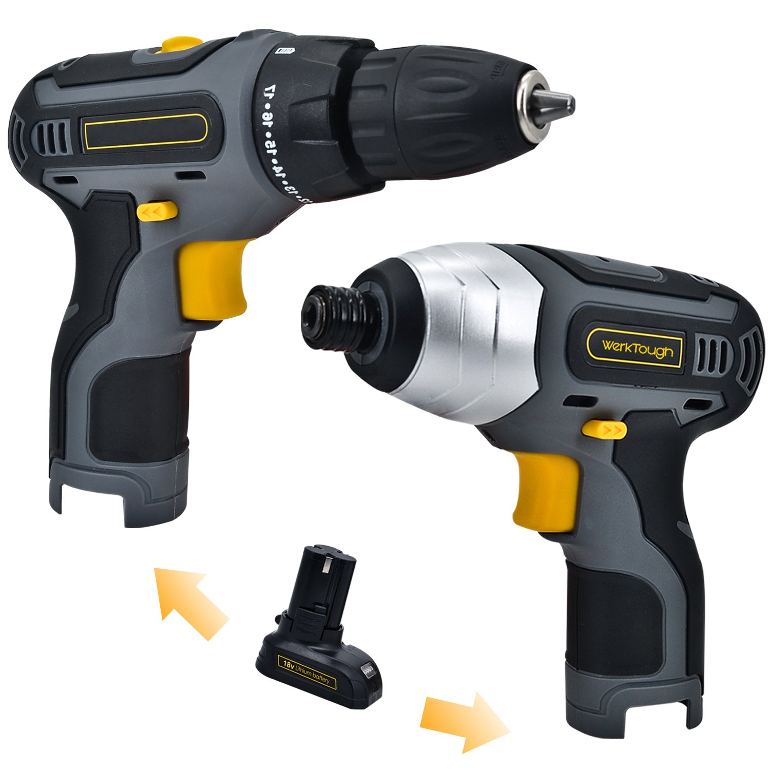 Werktough CC006 Cordless Drill Driver Impact Screwdriver Kit Li-on Battery With Charger 1/4\