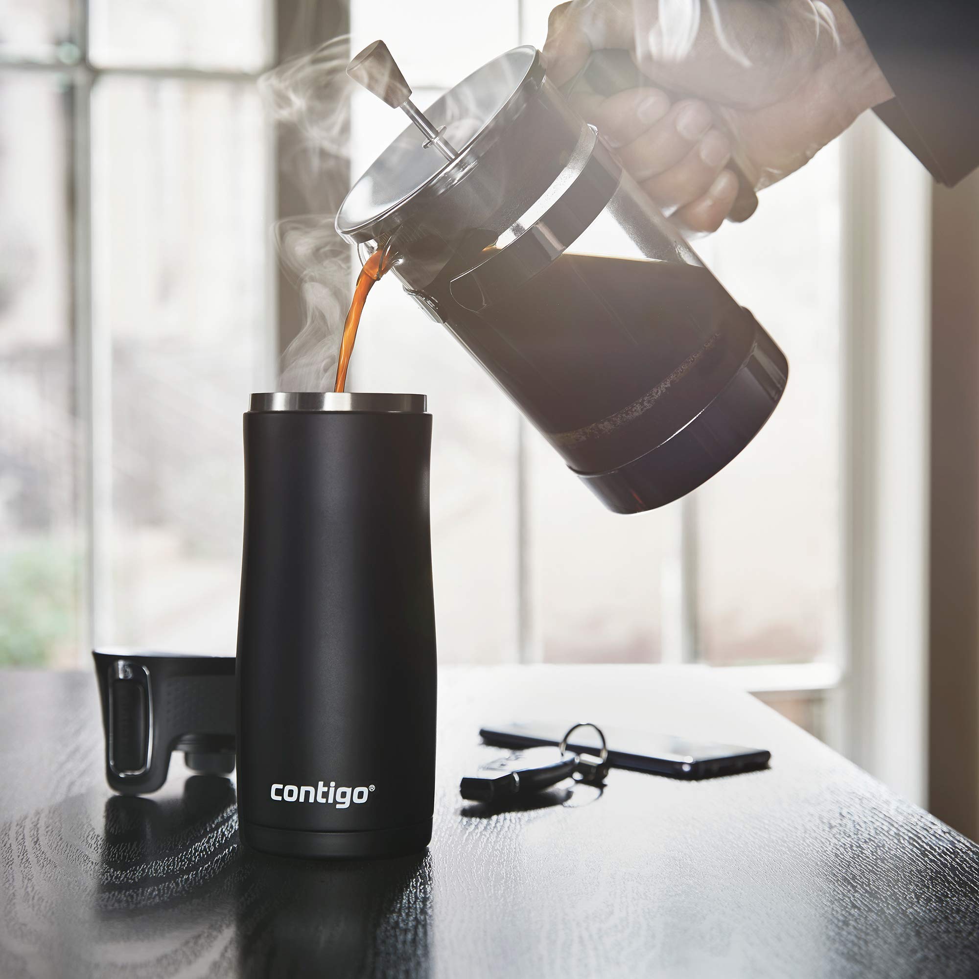 (470ml, Monaco Trans Matte) - Contigo AUTOSEAL West Loop Stainless Steel Travel Mug, 16.5 fl oz (470 ml), Monaco Trans Matte